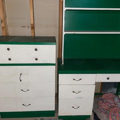 Better Made painted white and green desk and dresser