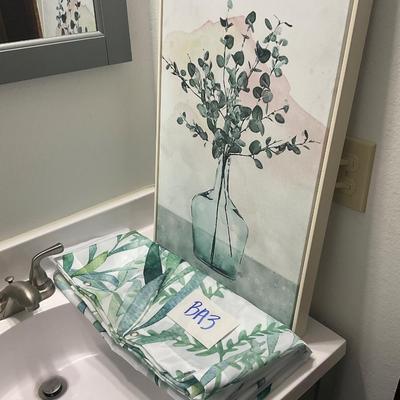 BA3-Shower Curtain and Framed Art