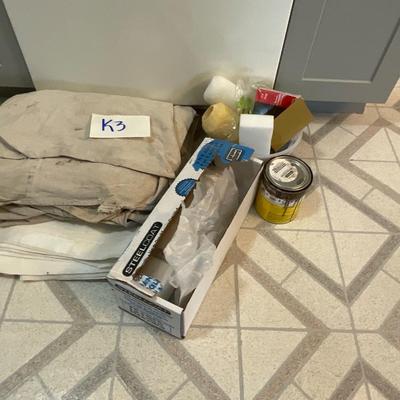 K3-drop cloth with miscellaneous garage items