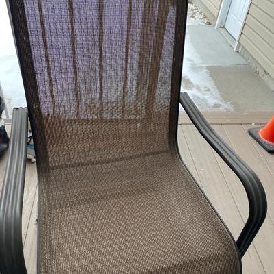Outdoor patio chairs, and tables