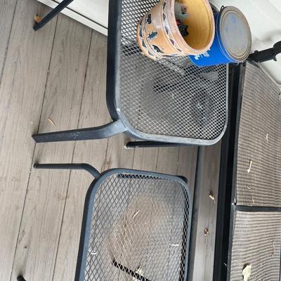 Outdoor patio chairs, and tables