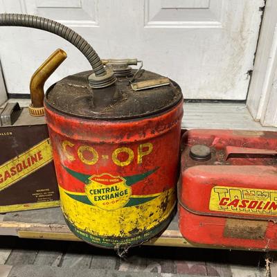 Vintage gasoline cans