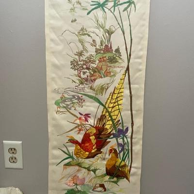 B14-Misc Lot-wedding veil, needlework banner, decor etc