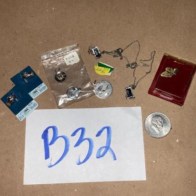 B32-sterling charms, chains and foreign coin