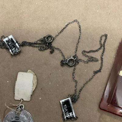 B32-sterling charms, chains and foreign coin
