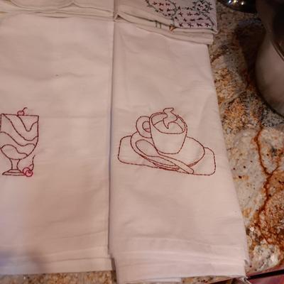 FLOUR SACK DISH TOWELS, BOWLS, SHAKERS AND SUGAR BOWL