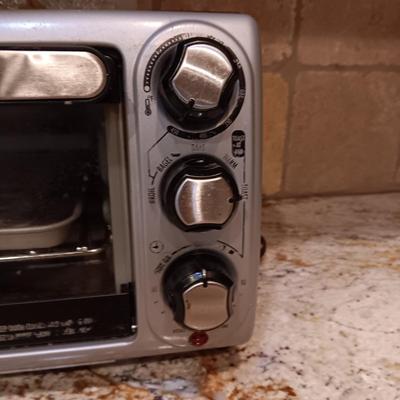 TOASTER OVEN, GLASS SHAKERS AND A HONEY POT