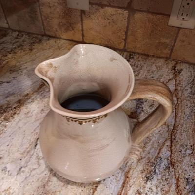CLAY PITCHER, CONDIMENT SERVER AND POT