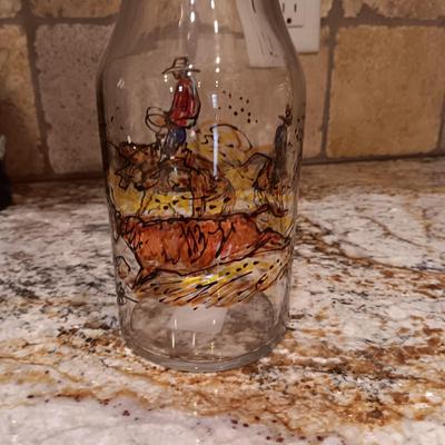 2 EMPTY LIQUOR DECANTERS AND SHOT GLASSES