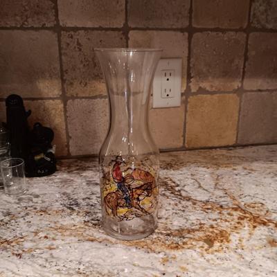 2 EMPTY LIQUOR DECANTERS AND SHOT GLASSES