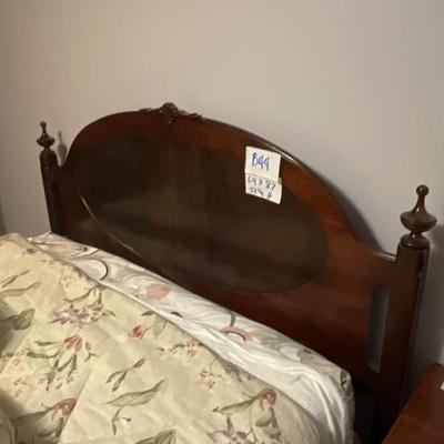 B44-queen mattress, boxspring, headboard, footboard, and side rails plus bedding