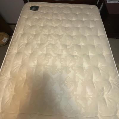 B44-queen mattress, boxspring, headboard, footboard, and side rails plus bedding