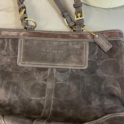 Coach Embossed Signature Suede Leather handbag