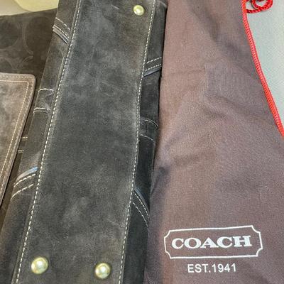 Coach Embossed Signature Suede Leather handbag