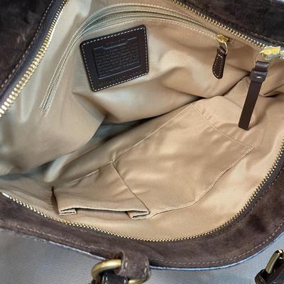 Coach Embossed Signature Suede Leather handbag