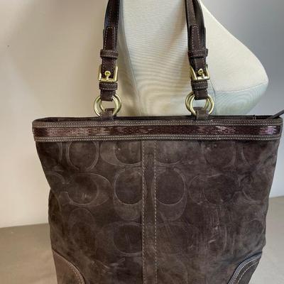Coach Embossed Signature Suede Leather handbag