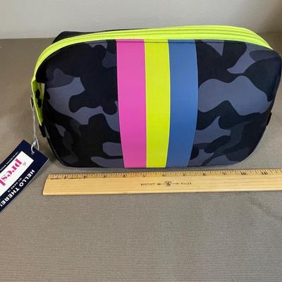 Gray Camouflage neoprene toiletry bag