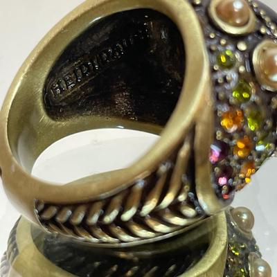 Heidi Daus glass pearl and rhinestone Ring 7