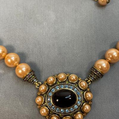 Heidi Daus glass pearl and rhinestone Necklace