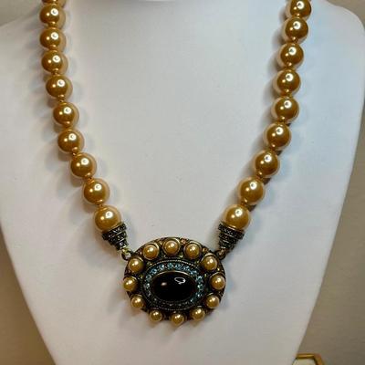Heidi Daus glass pearl and rhinestone Necklace