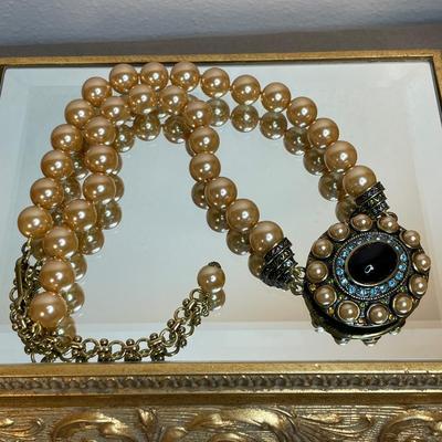 Heidi Daus glass pearl and rhinestone Necklace