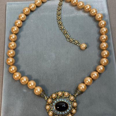 Heidi Daus glass pearl and rhinestone Necklace