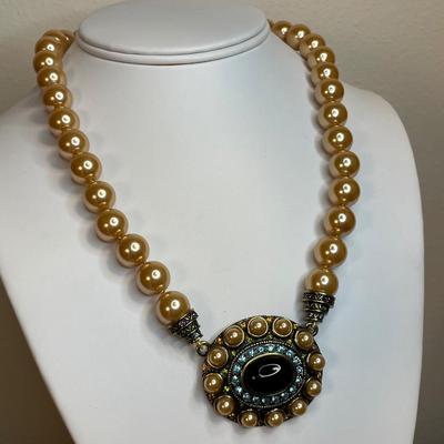 Heidi Daus glass pearl and rhinestone Necklace