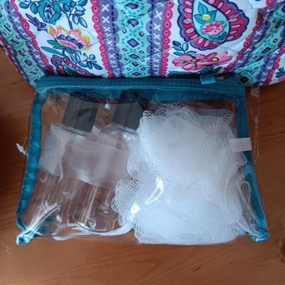 A SWEET SILVER PURSE, CLOTH WALLET AND MAKEUP BAG