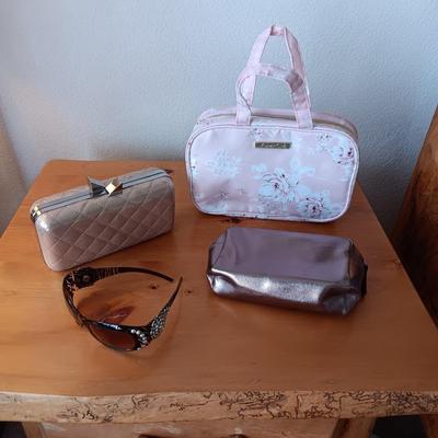 YUMI KIM TRAVEL ORGANIZER, CLUTCH OR SHOULDER PURSE, SUNGLASSES AND SMALL ZIPPERED BAG