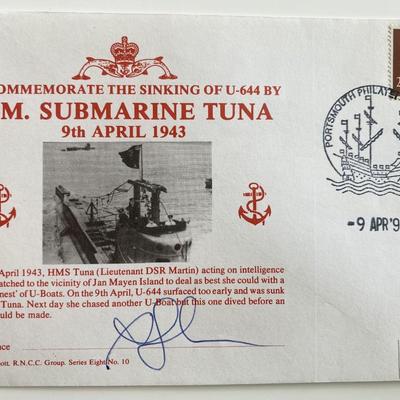 WWII A.J. Vince Signed H.M. Submarine Tuna Commemorative Cover 