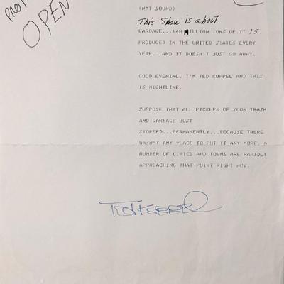 Newscaster Ted Koppel signed script