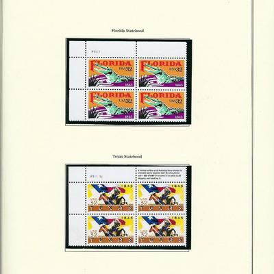 1995 US stamp collector sheet featuring Florida and Texas stamps