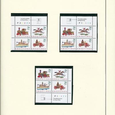 US stamp collector sheet featuring Season's Greetings stamps