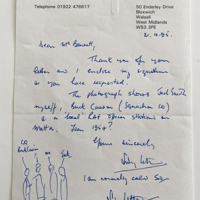 WWII Signed Note and Sketch