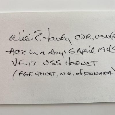 WWII Flying Ace Willis Hardy Signed Card