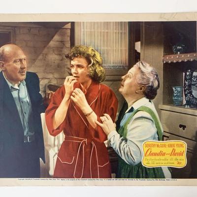 Claudia and David original 1946 vintage lobby card