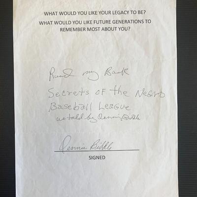 Dennis Biddle Signed Note
