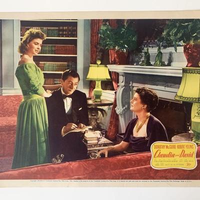 Claudia and David original 1946 vintage lobby card