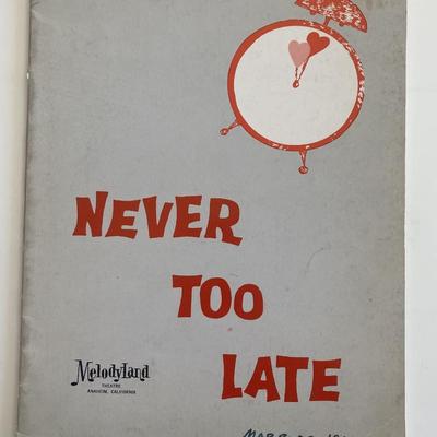 Never Too Late cast signed program