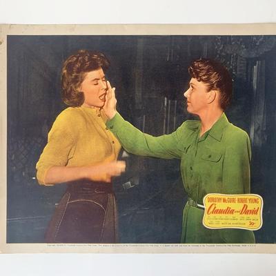 Claudia and David original 1946 vintage lobby card