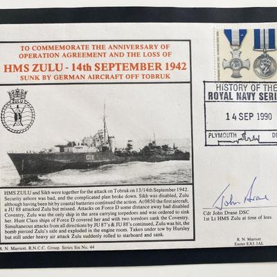 John Drane Signed HMS Zulu Commemorative Cover