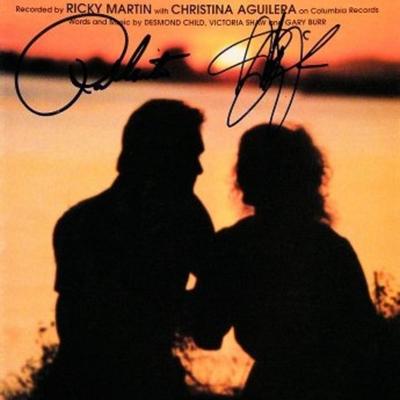 Christina Aguilera and Ricky Martin signed sheet music