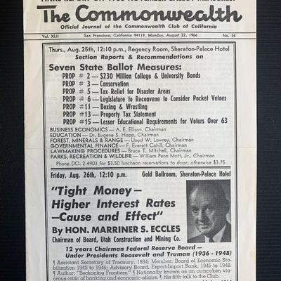 Marriner S. Eccles Signed The Commonwealth Journal