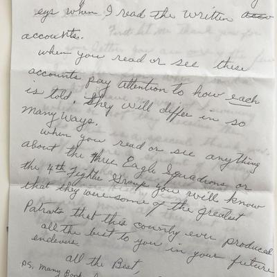 WWII Roy Evans Signed Hand Written Note