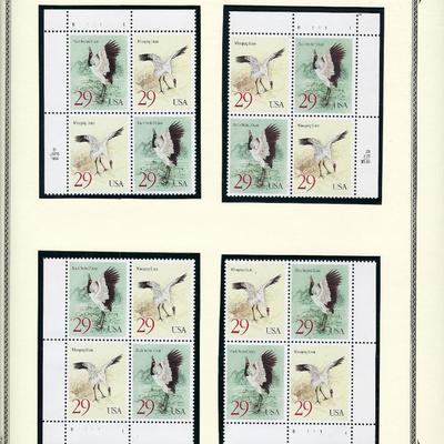 Bird stamps 4 plate blocks 16 x 29 cent stamps