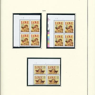 1995 US stamp collector sheet featuring Love stamps
