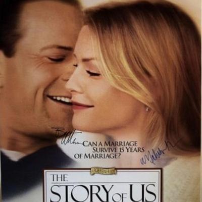 Bruce Willis and Michelle Pfeiffer signed "The Story Of Us" promo poster