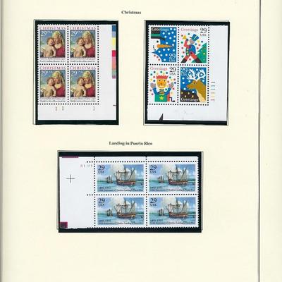 1993 US stamp collector sheet featuring Christmas, Season's Greetings and American Landing in Puerto Rico stamps
