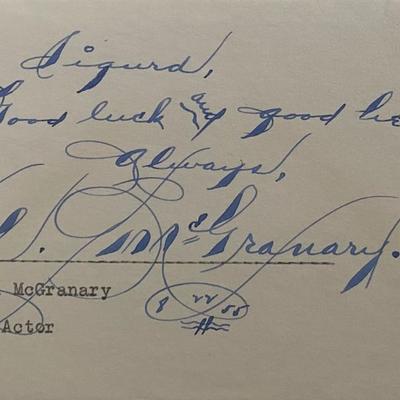 Al McGranary signed note