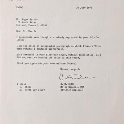 WW2 military Major general Duke signed letter